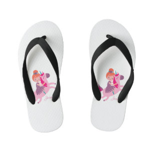 Niedliches Orangefarbenes Girl Reiten auf einem Ei Kinderbadesandalen