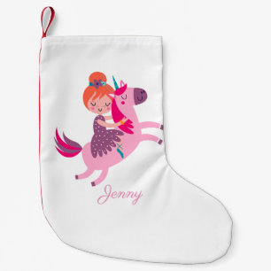 Niedliches Orangefarbenes Girl Reiten auf einem Ei Kleiner Weihnachtsstrumpf