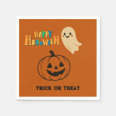 niedliches orangefarbenes Halloween-Party Ghost & Serviette (Vorderseite)