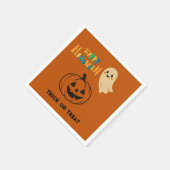 niedliches orangefarbenes Halloween-Party Ghost & Serviette (Ecke)