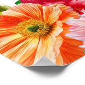 Niedliches orangefarbenes und hellrosa Blumenmuste Poster (Ecke)