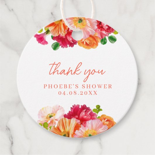 Niedliches orangefarbenes und hellrosa Brautparty Geschenkanhänger (Vorderseite)