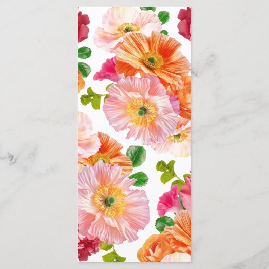 Niedliches orangefarbenes und hellrosa Brautparty Menükarte (Rückseite)