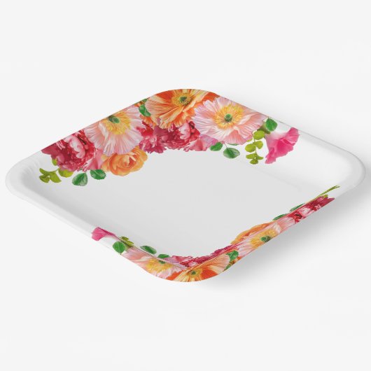 Niedliches orangefarbenes und hellrosa Brautparty Pappteller (Gewinkelt)