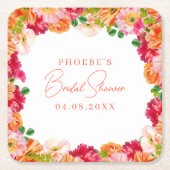 Niedliches orangefarbenes und hellrosa Brautparty Rechteckiger Pappuntersetzer (Vorderseite)