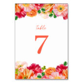 Niedliches orangefarbenes und hellrosa Brautparty Tischnummer (Rückseite)