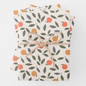 Niedliches Orangen- und Blätter-Muster Geschenkpapier Set (Beispiel)