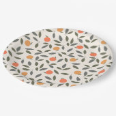 Niedliches Orangen- und Blätter-Muster Pappteller (Schrägansicht)