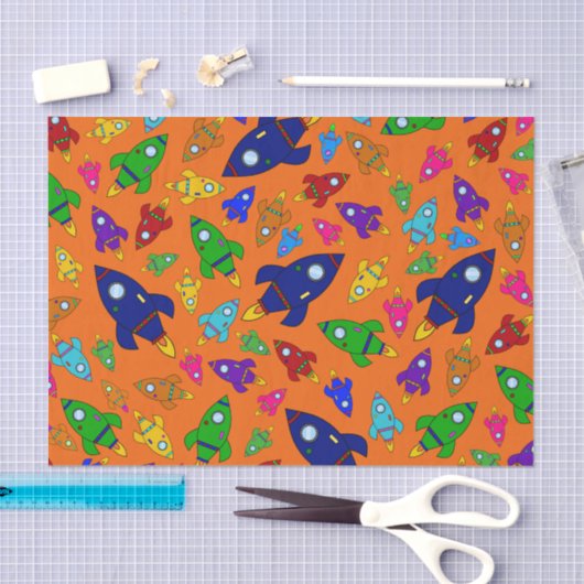 Niedliches Orangenflugmuster Seidenpapier (Handwerk)