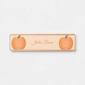 Niedliches Orangengeschlecht Neutral Pumpkin Custo Türschild (Vorderseite )