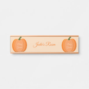 Niedliches Orangengeschlecht Neutral Pumpkin Custo Türschild