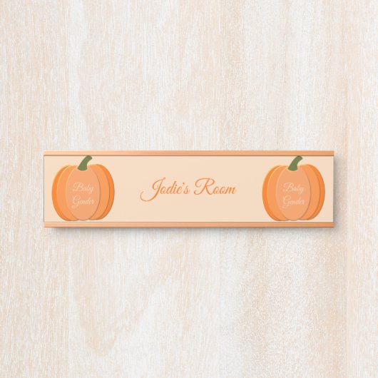Niedliches Orangengeschlecht Neutral Pumpkin Custo Türschild (Vorderseite )