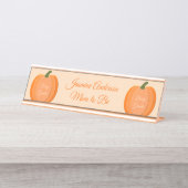 Niedliches Orangengeschlecht - Neutraler Pumpkin Schreibtischnamensplakette (Vorderseite )