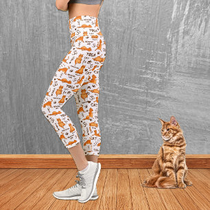 Niedliches Orangenkatzenmuster Capri Leggings