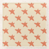 Niedliches Orangensternmuster Glasuntersetzer (Vorderseite)