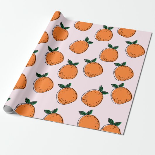 Niedliches Orangenwackelpapier Geschenkpapier (Ungerollt)