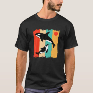 Niedliches Orca Familie Vintag Retro Kunstvoll wan T-Shirt