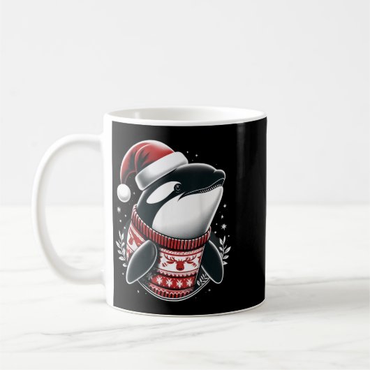 Niedliches Orca mit Weihnachtsmannmütze Whale Weih Kaffeetasse (Links)