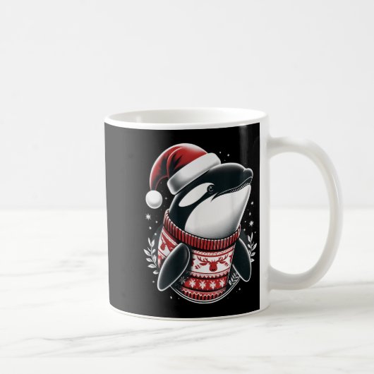 Niedliches Orca mit Weihnachtsmannmütze Whale Weih Kaffeetasse (Rechts)
