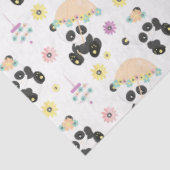 Niedliches Oriental Pandas Muster auf Weiß Seidenpapier (Ausschnitt)