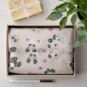 Niedliches Oriental Pandas Muster in Beige Seidenpapier (Geschenk)