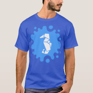 Niedliches Origami-Seepferd auf einem Blue Splash T-Shirt