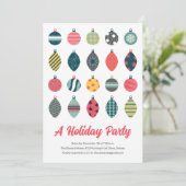 Niedliches Ornament Weihnachten Party Einladung (Stehend Vorderseite)