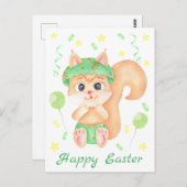 Niedliches Ostereichhörnchen für eine positive Sti Postkarte (Vorne/Hinten)