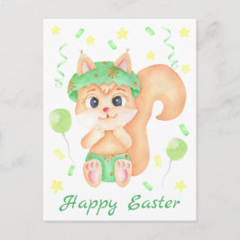 Niedliches Ostereichhörnchen für eine positive Sti Postkarte