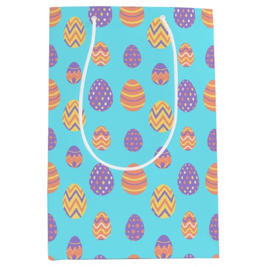 Niedliches Ostereier Muster farbenfrohe Frühlingsb Mittlere Geschenktüte (Vorderseite)