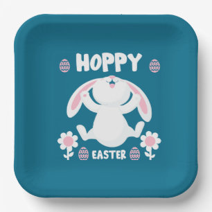 Niedliches Osterferien-Rabbit Pappteller