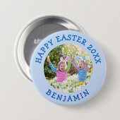 Niedliches OsterFoto mit dem Namen Blau Button (Vorne & Hinten)