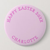 Niedliches OsterFoto mit Mädchen rosa Name Button (Vorderseite)