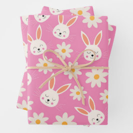 Niedliches Ostergebälk Muster mit Blume in Rosa Geschenkpapier Set