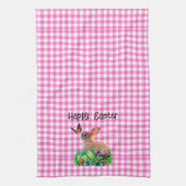 Niedliches Osterhasen auf Pink Gingham Geschirrtuch (Vertikal)