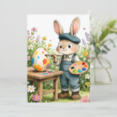 Niedliches Osterhasen-Mal-Ei-Whimsical-Flat Karte (Stehend Vorderseite)