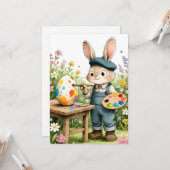 Niedliches Osterhasen-Mal-Ei-Whimsical-Flat Karte (Vorderseite/Rückseite Beispiel)