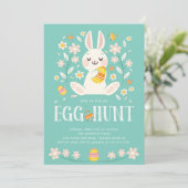 Niedliches Osterhasen-Osterei-Jagd-Party Einladung (Stehend Vorderseite)
