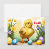 Niedliches Osterhühnchen 1, Ostern Postkarte (Vorne/Hinten)