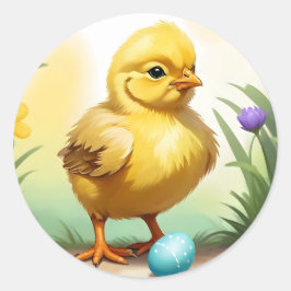 Niedliches Osterhühnchen 1, Ostern Runder Aufkleber