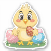 Niedliches Osterhühnchen Aufkleber (Vorderseite)