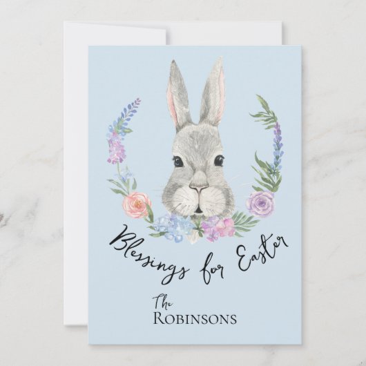 Niedliches Osterkaninchen mit Blumenkranz (Vorderseite)