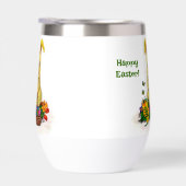 Niedliches Osterkaninchen mit Eiern und Blume (Rechts)