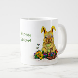 Niedliches Osterkaninchen mit Eiern und Blume Jumbo-Tasse