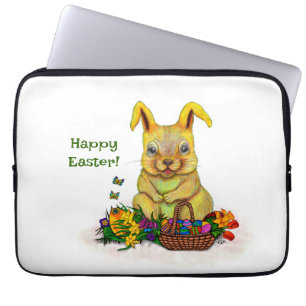 Niedliches Osterkaninchen mit Eiern und Blume Laptopschutzhülle