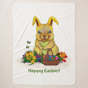 Niedliches Osterkaninchen mit Eiern und Blume Sherpadecke