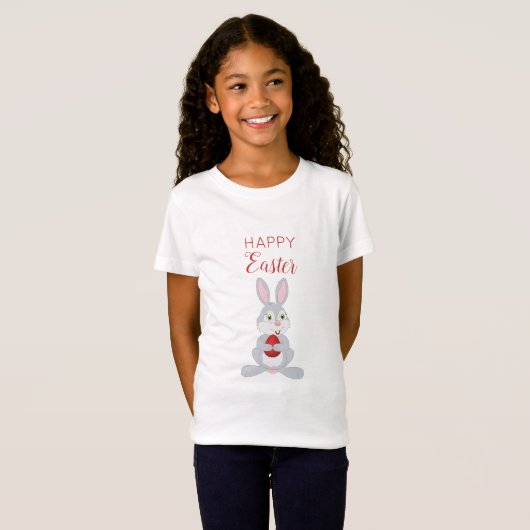 Niedliches Osterkaninchen Rotes Ostereier T-Shirt (Vorne ganz)