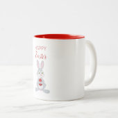 Niedliches Osterkaninchen Rotes Ostereier Zweifarbige Tasse (VorderseiteRechts)