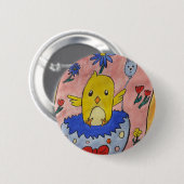 Niedliches Osterkiche-Abzeichen Button (Vorne & Hinten)