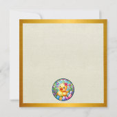 Niedliches Osterküken, Blume und bunte Eier Einladung (Rückseite)